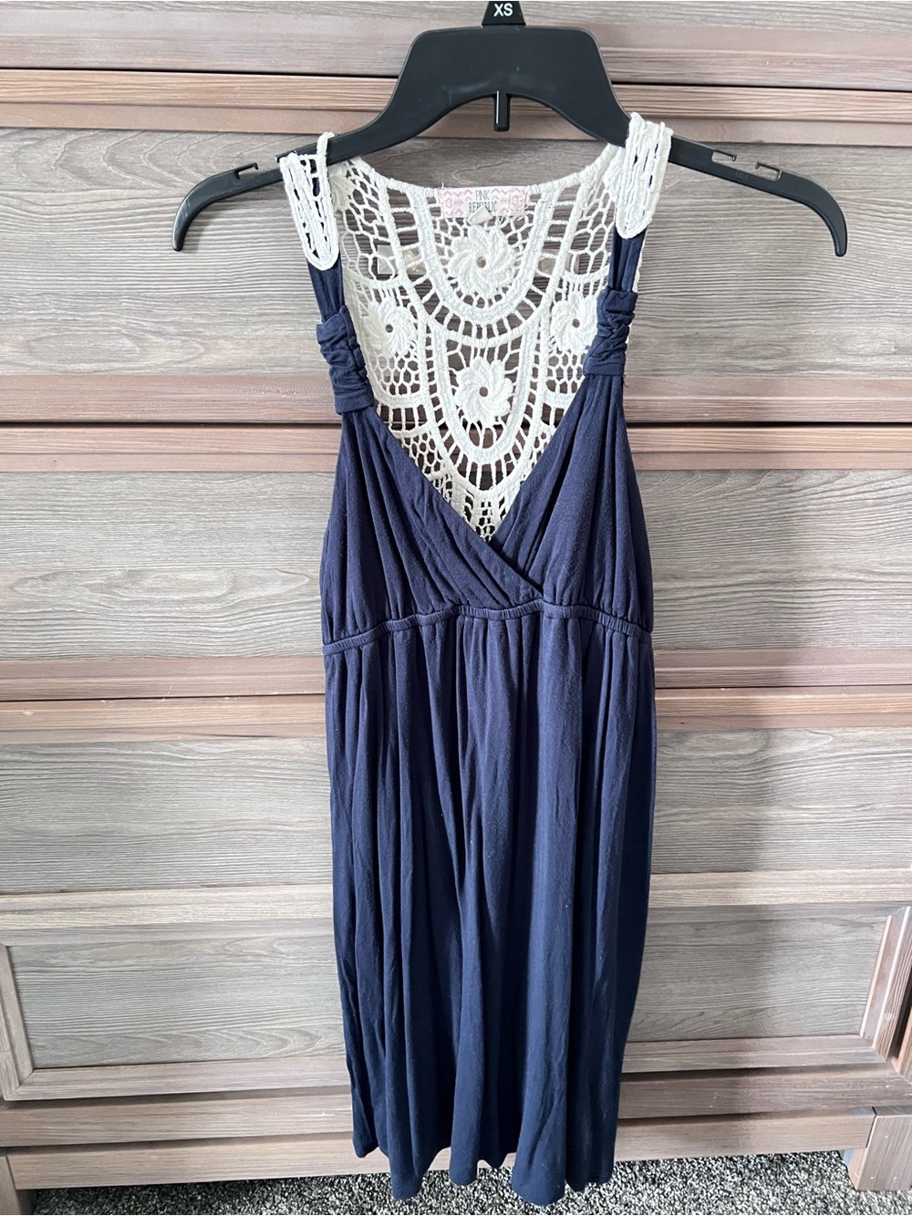 Pink Republic Navy Midi Dress with White Crochet Back